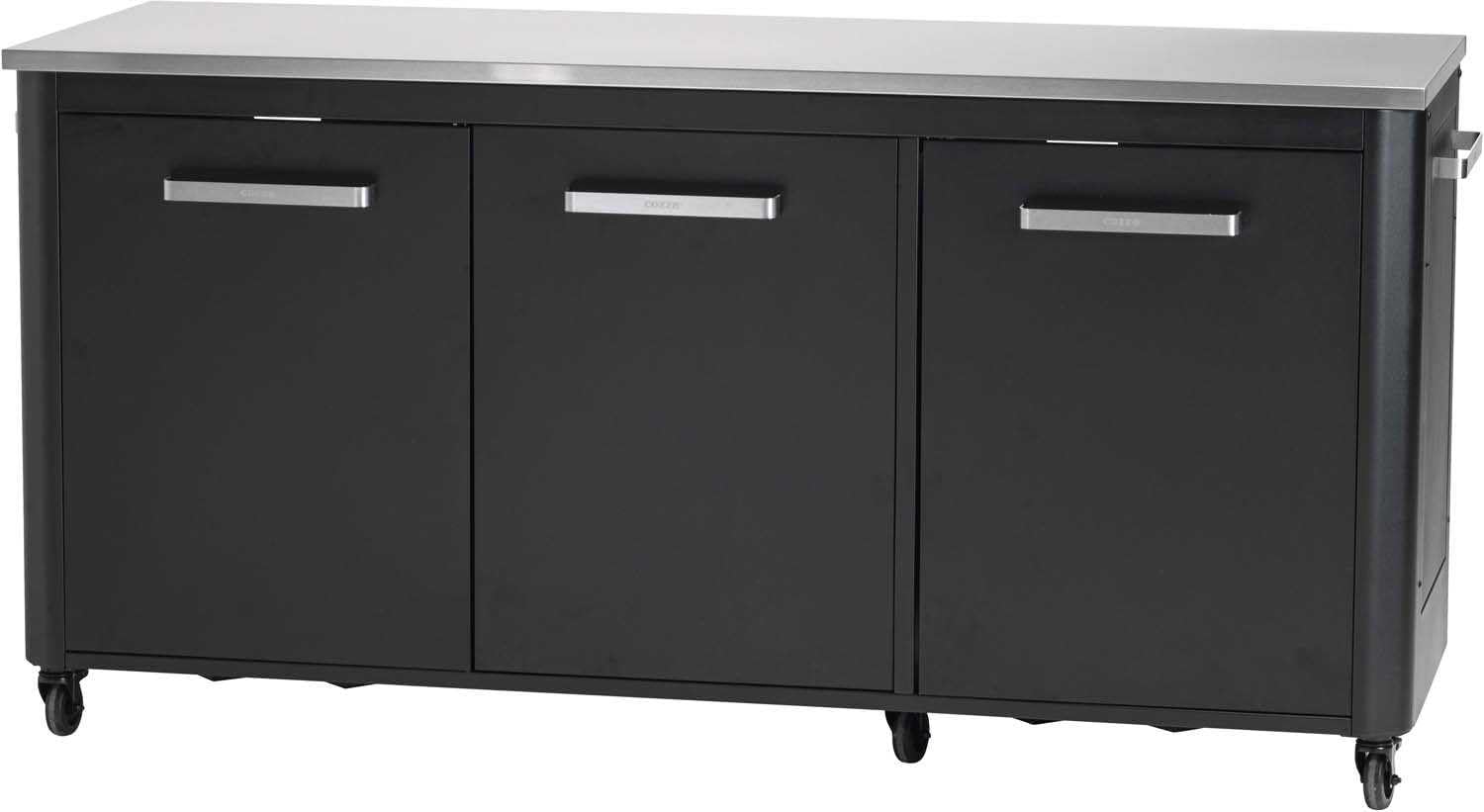 Cozze 180 × 60 × 90 cm Outdoor-Tisch, Edelstahl & Schwarz, Mobilität & Stil, Geeignet für Außenbereichs-Events