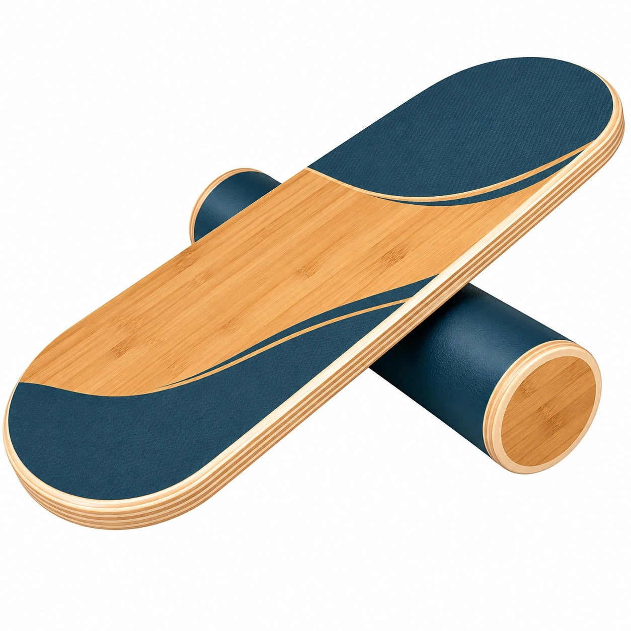 Bambus Balance Board mit blauer Rolle