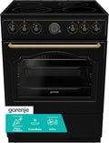 Gorenje Classico GECS 6 B70CLB Elektrostandherd mit Glaskeramik-Kochfeld/Retro Design / 60 cm / 71 Liter/Gentle