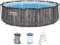 Bestway Steel Pro MAX Frame Pool-Set mit Filterpumpe Ø 366 × 100 cm, Holz-Optik, Rund