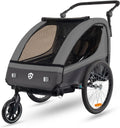 Tiggo VS Kinderanhänger 360° Drehbar mit Federung 2in1 Fahrradanhänger mit Buggy Set Jogger 5-Punkt Gurt Fahrrad Anhänger für 1 bis 2 Kinder max.