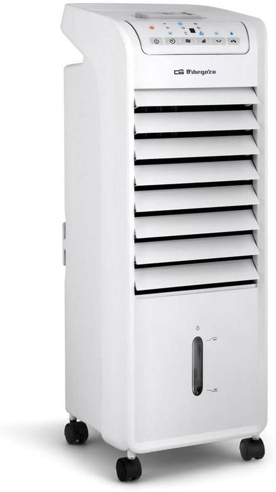 Orbegozo Air 46 Luftkühler 3-in-1,3 Stufen, Tank von 6 l, 55 W, Kühlakkus, Fernbedienung, Kunststoff / Metall, 3 Geschwindigkeitsstufen, 6 Liter Tank