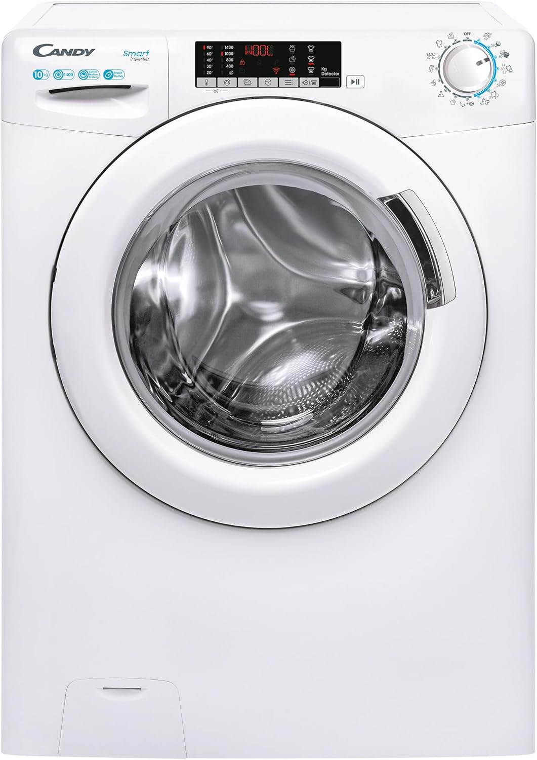 Candy CS 1410TXME/1-S Frontlader-Waschmaschine, 10 kg, 400 U/min, Inverter-Motor, Touchdisplay, Inverter-Technik, Kindersicherung, Weiß