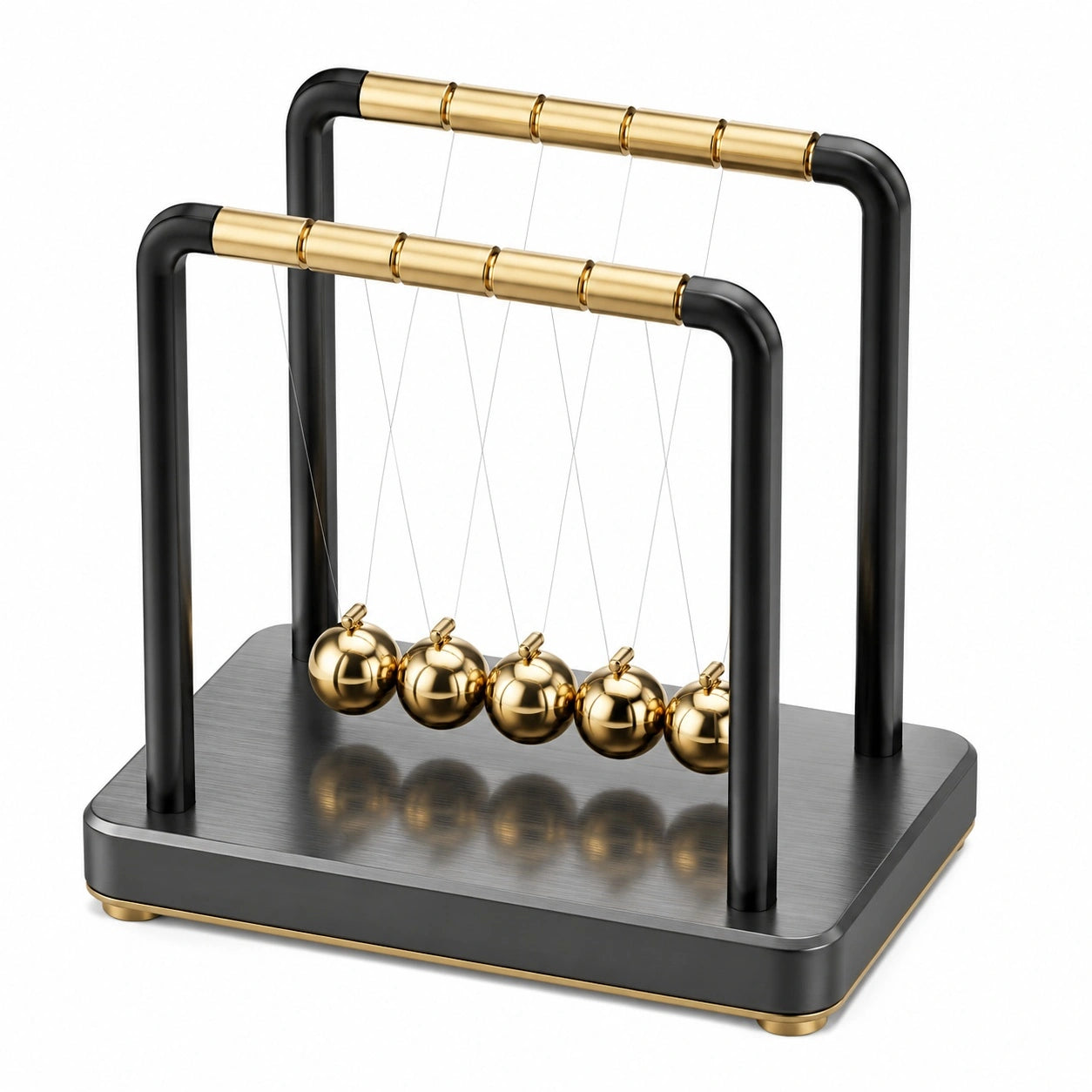 Newton Pendel Kugelspiel Schwarz/Gold mit 5 Metallkugeln