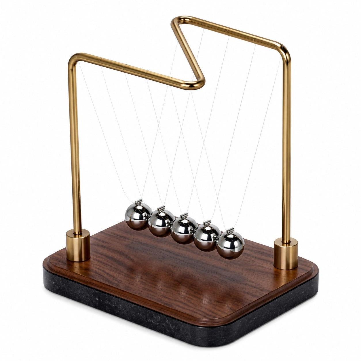 Newtonpendel mit 5 Edelstahlkugeln und Holzsockel