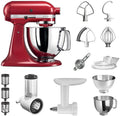 KitchenAid Artisan Küchenmaschine mit Gemüseschneider, Empire Rot, Fleischwolf und vielem Zubehör, 5KSM175PSEER