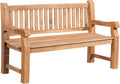 CLP Teakbank Jackson V2 I Wetterfeste Holzbank mit Rückenlehne I Stabile Gartenbank aus massivem Teakholz, Größe: 150 cm, Farbe: Teak