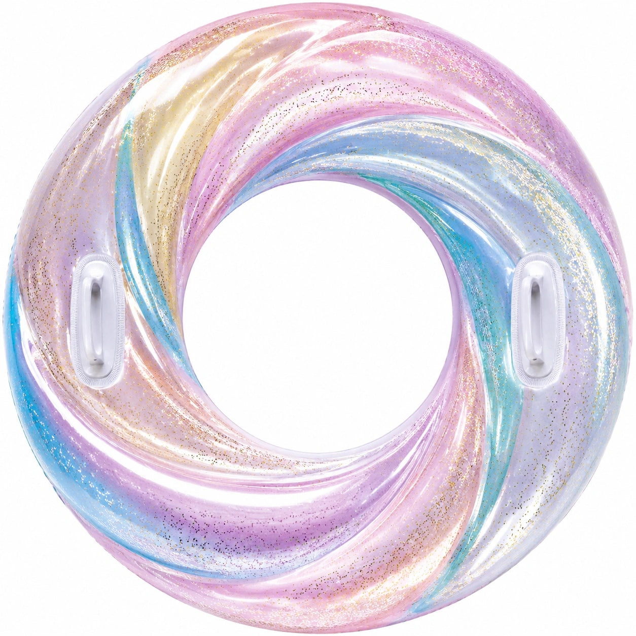 Aufblasbarer Glitzer-Schwimmring in Regenbogenfarben