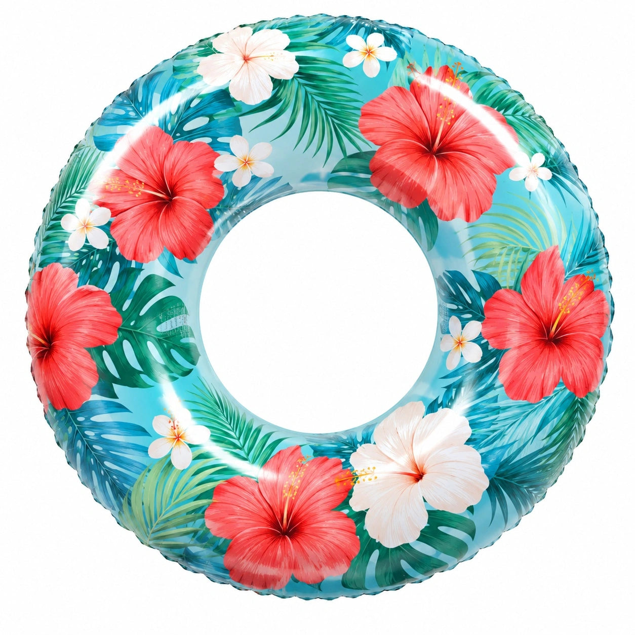 Aufblasbarer Schwimmring mit tropischem Blumenmuster - 90 cm