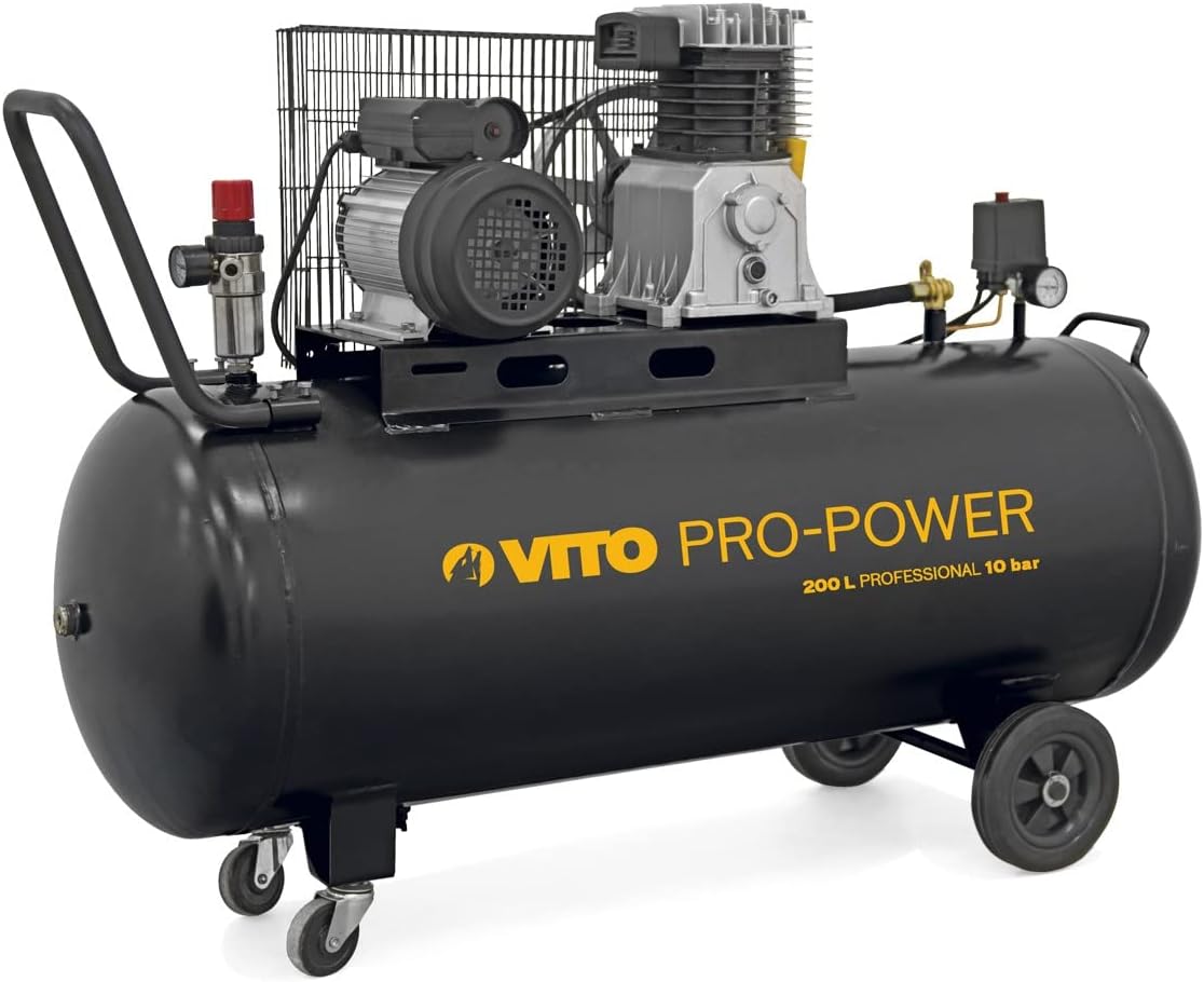 VITO, 200 l, 3 kW, 2800 U/min, AIR 400 l/min, Kompressor mit Riemen, 10 bar, 4 PS, Professionell