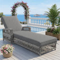 Idemon Outdoor-Liege aus Rattan, 1 Set, Grau, Wetterfeste Sonnenliege mit Verstellbarer Rückenlehne, Gartenliege mit abnehmbarem Kissen, Für Terrasse