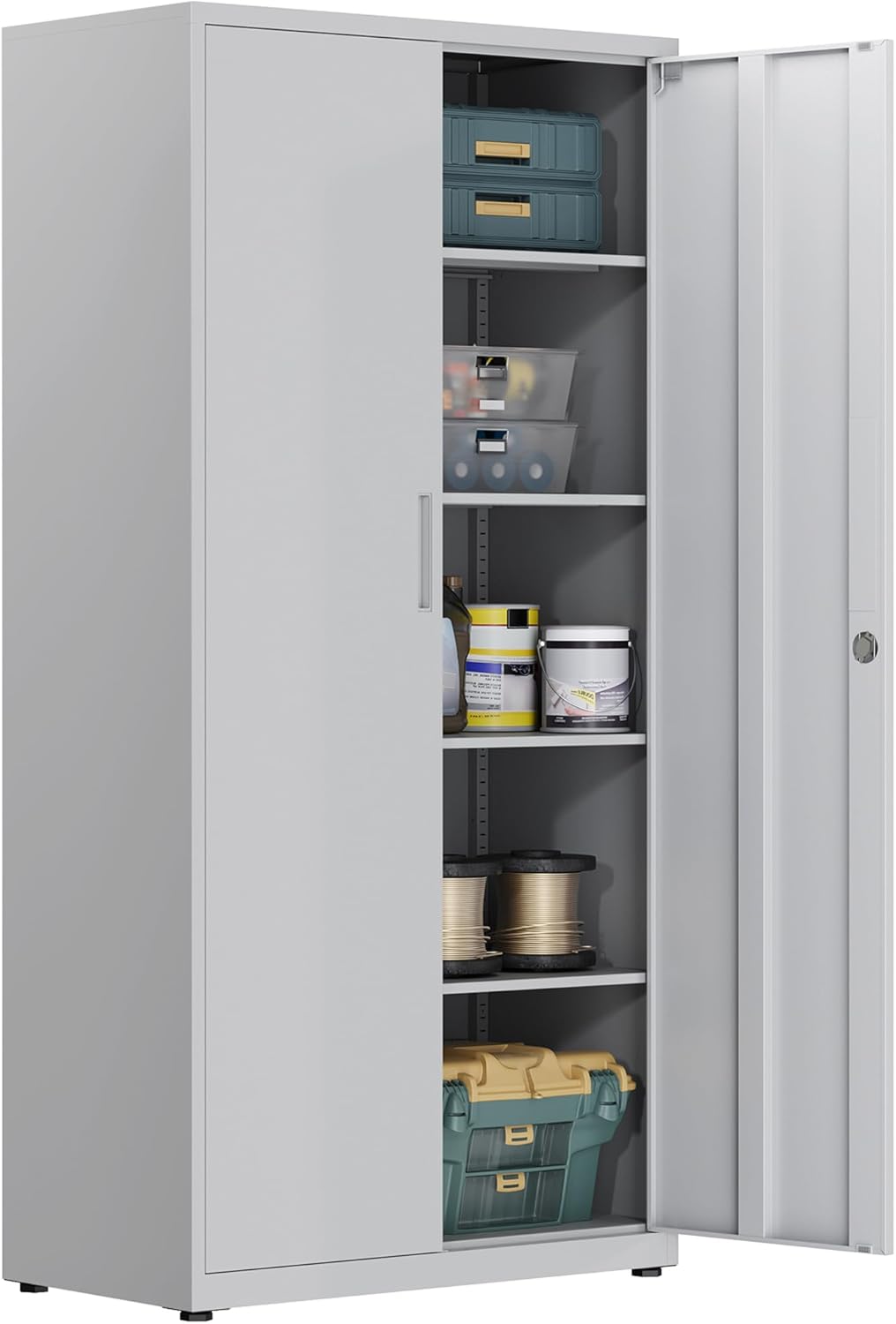 HOMSTEEL Aktenschrank, 180 × 80 × 40 cm, eine Tragfähigkeit von 80 kg pro Regal, Beine: 40 × 80 × 181, 2 cm, Mehrzweckschrank, Werkstattschrank