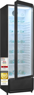 Exquisit Getränkekühlschrank 280 l mit Glastür - Gastro Kühlschrank, Beleuchtung, verstellbar, Schwarz