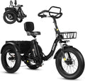 ESKUTE Elektro Dreirad für Erwachsene T302 Pro, 48 V 20,8 Ah Akku, 25 km/h, Faltbares E-Bike Dreirad mit Tiefeinstieg, 7-Gang, 60–130 km Reichweite