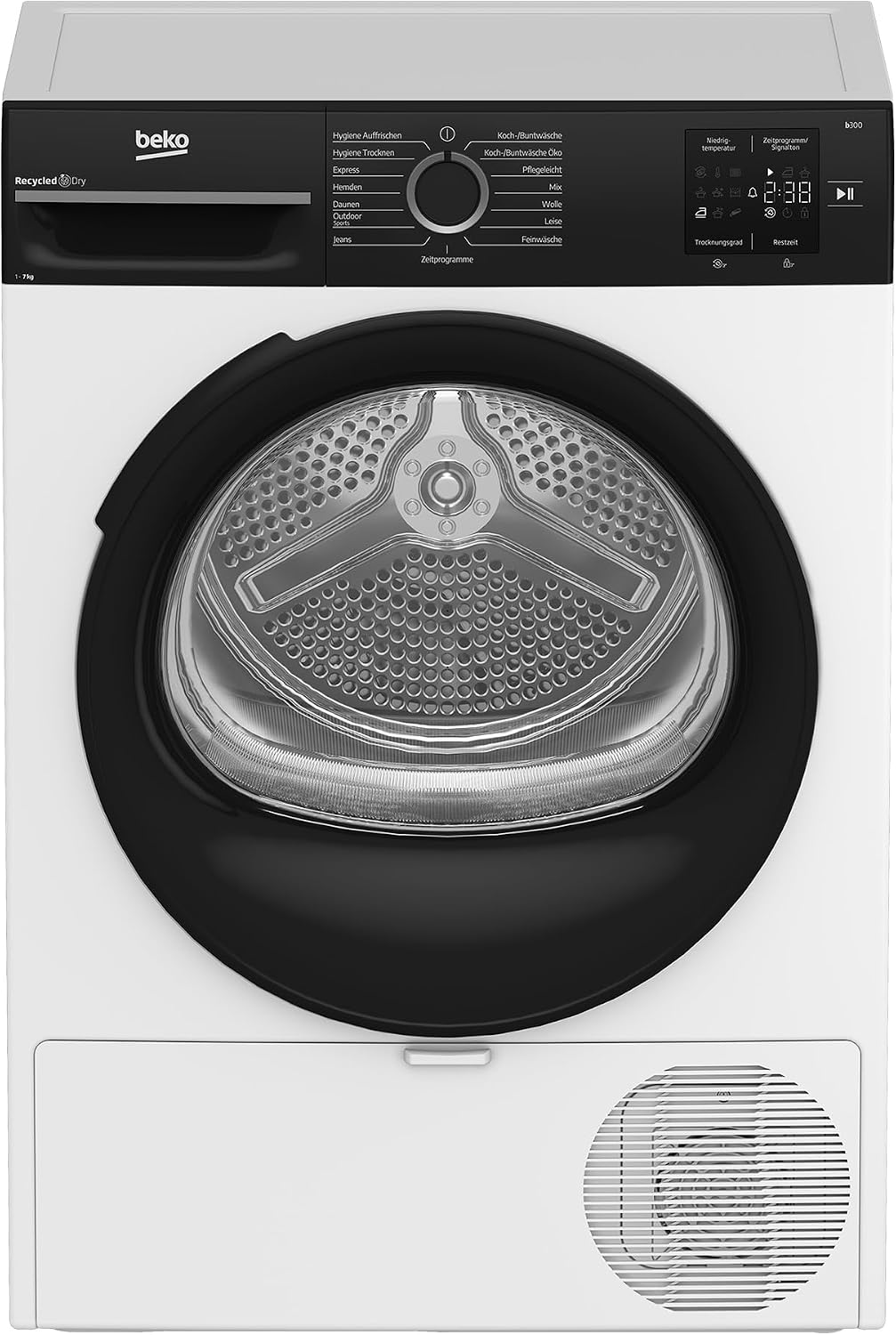 Beko BM3T37240 W Wärmepumpentrockner, 7 kg Fassungsvermögen, 15 Programme, Schontrommel, Knitterschutz, Kombinierter Filtermechanismus, Weiß