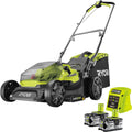 RYOBI 18 V ONE+ Akku-Rasenmäher RY18LM37A-240,37 cm Schnittbreite, Inkl. 2 × 4,0 Ah Akku und Ladegerät, Für mittlere Rasenflächen bis 249 m2