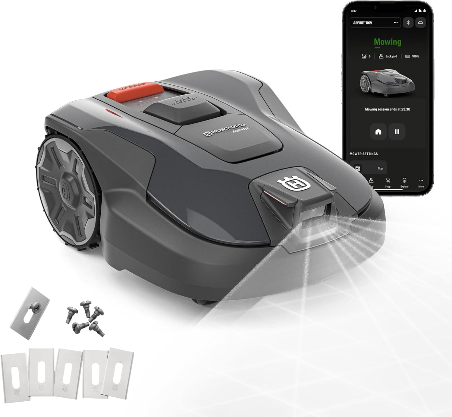 HUSQVARNA Automower Aspire R6 V Mähroboter, Ohne Begrenzungskabel, AI Vision, GPS-Navigation, App-Steuerung, Virtuelle Zonen