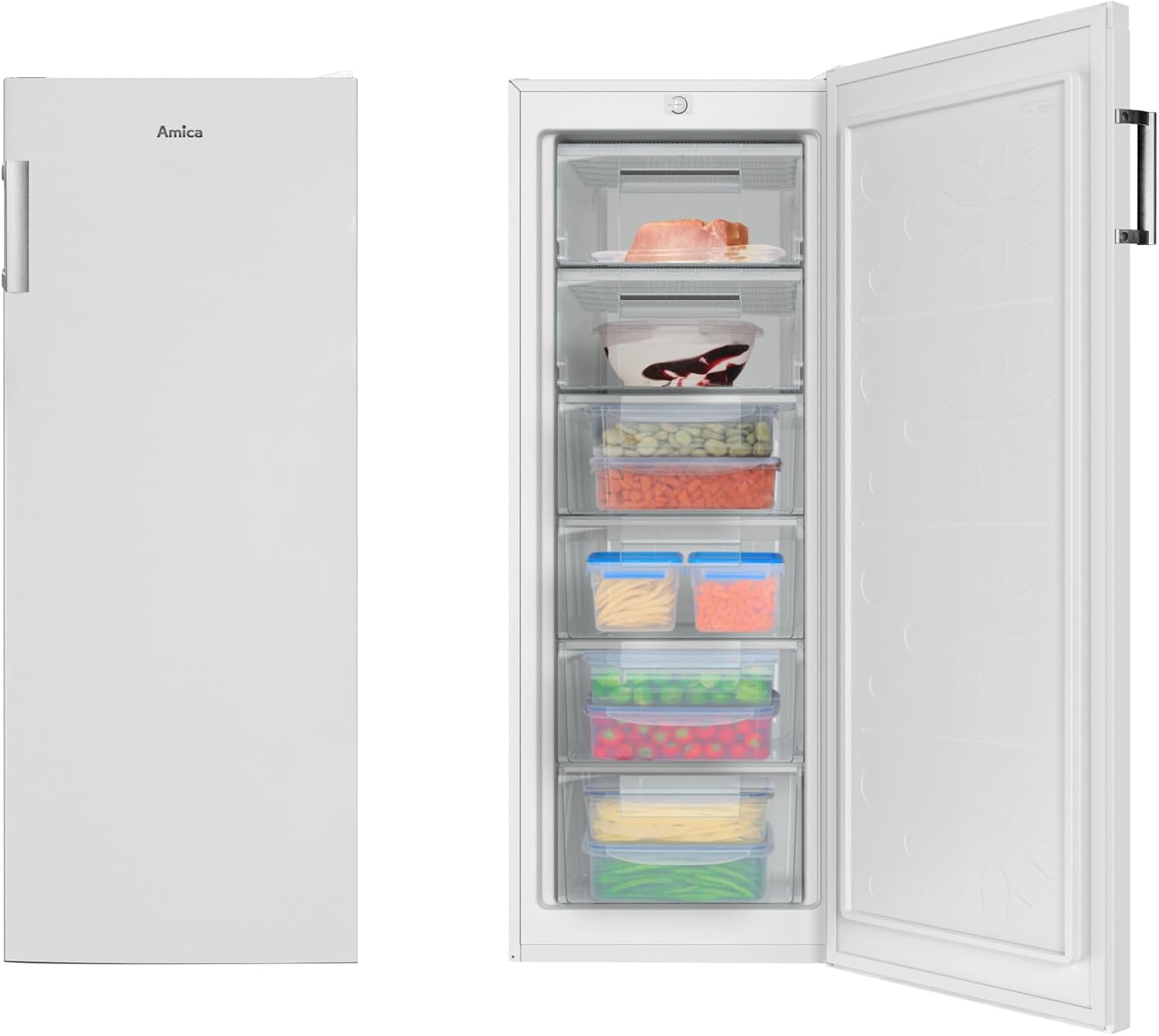 Amica Gefrierschrank 177 l 55 cm breit EEK D Tiefkühler Weiß 4 Schubladen 2 Fächer mit Klaqppe