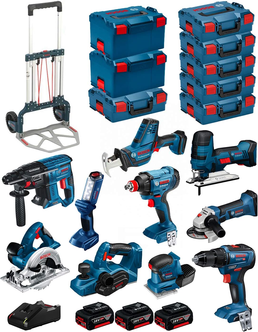 JG todotaladros BOSCH Professional 18 BK1002 GST Werkzeugakkus, 18 V, 125 V, 5, 0Ah, bürstenloser Motor, Blau/Rot/Schwarz