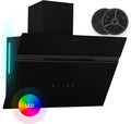 Klarstein Dunstabzugshaube Alina, Schwarz, 60-cm-Wandhaube, 600 m3/h Luftstrom, Energieeffizienzklasse A, LED-Beleuchtung in 9 Farben, Umluftbetrieb