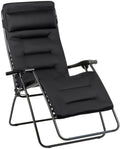 LAFUMA MOBILIER, Schwarz Stahl, Gepolsterter Relaxsessel Zero Gravity RSX CLIP XL, Klappbare Liege für Garten und Innenbereich, AirComfort-Gewebe