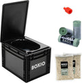 BOXIO, Mobile Trockentrenntoilette ohne Chemie für Camping, Dachzelt: Toilette auf Eurobox Basis ohne Strom für unterwegs, Plug & Bags, Van, Outdoor