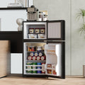 Merax Kühlschrank mit Gefrierfach, 60 l Kleiner Kühlschrank, 45 dB, Schwarz, Kompakt, Glastür, LED-Innenbeleuchtung, Manuelle Temperaturregelung