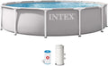 Intex 26712ND 3, 66 76 Prism Stahlrahmenpool, Ø 366 × 76 cm, Filterpumpe 2.006 l/h, 503 l, SuperTough-Folie, Grau