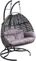 Allpax Doppel-Hängesessel Größe XL, Bis 300 kg, Geeignet für In- und Outdoor, Korb aus Polyrattan mit Gestell und Sitzkissen, Hängekorb, Hängestuhl