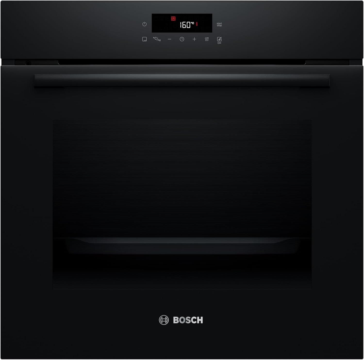 Bosch HBA571BB4 Serie 2 Einbau-Backofen, 60 × 60 cm, Pyrolyse-Selbstreinigung, Schwarz, 71 Liter Garraum, AutoPilot 10 Programme, 3D-Heißluft