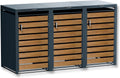Metzler Mülltonnenbox in Anthrazit & Holzoptik 3er 240 l, Mülltonnenverkleidung 3 Tonnen, Abschließbar, Garten- und Müllbox