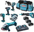 Makita Amazon Exklusiv:  DLX6104TX2 18 V Li-Ion LXT 6-teiliges Kombi-Kit komplett mit 3 × 5,0 Ah Akkus und Ladegerät mit zwei Anschlüssen