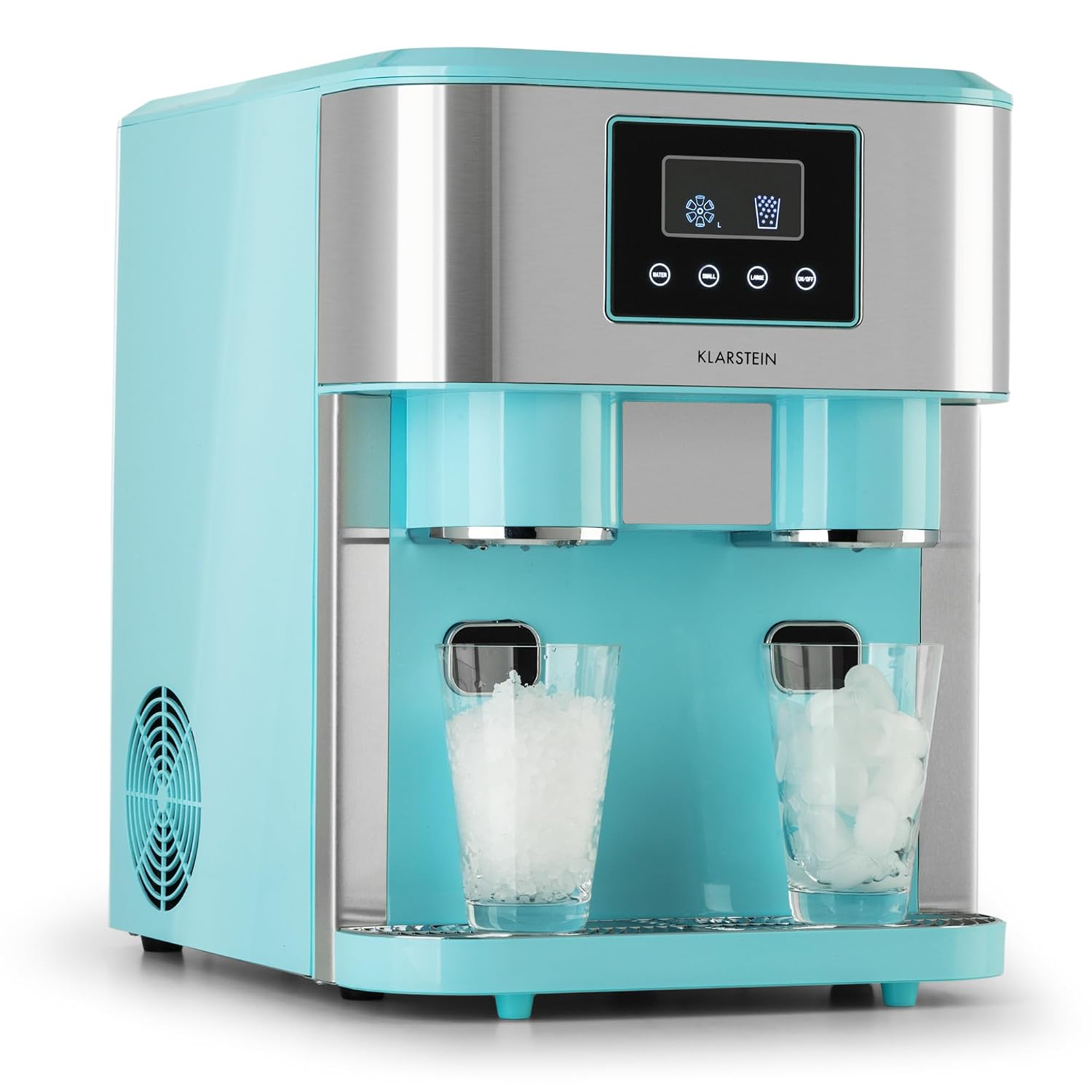 Klarstein Eiswürfelmaschine Klein, 1,8 l Eiswürfelbereiter, Eiswürfelbereiter für 15 kg/24h, Mini-Eiswürfelmaschine für Crushed und Bullet-Eis