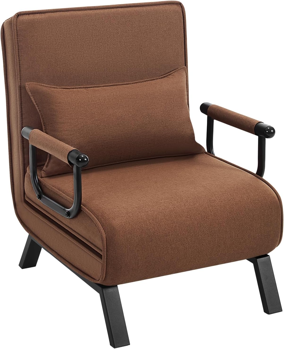 WOLTU Schlafsessel 3 in 1 mit bettfunktion, 65 × 75 × 78 cm, Gästebettfür, Schlafsofa mit Bettfunktion, Verstellbarer Rückenlehne, Balkon, Braun