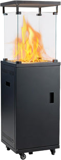 DUMOS Gasheizstrahler 5/11 kW Gas Piezozündung Heizung + Gasdruckregler + Cover, Schwarz, 360° Rollen Kippschutz