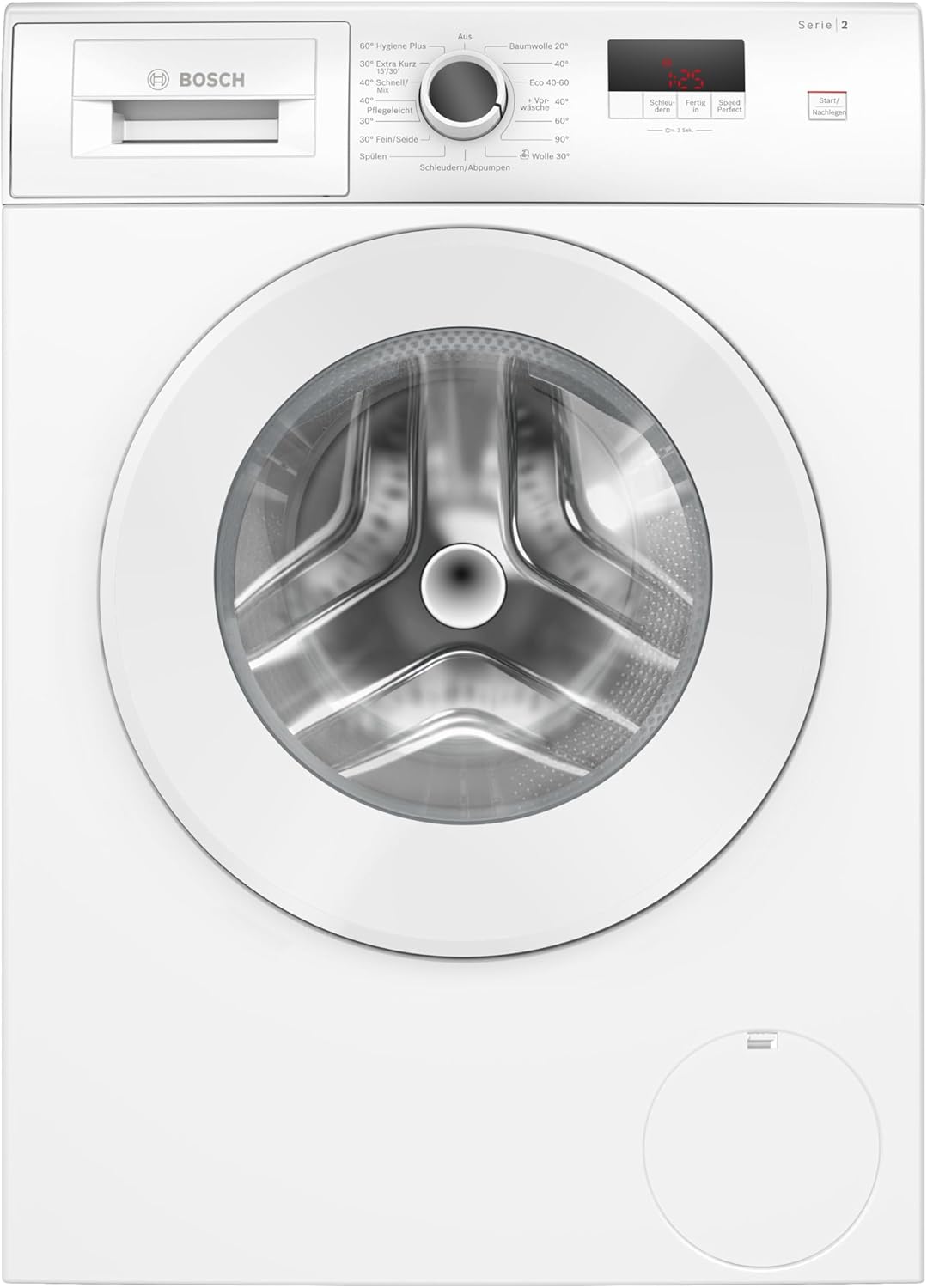 Bosch WGE02420, 7 kg, Serie 2, Frontlader Waschmaschine, 1400 UpM, SpeedPerfect, Maximale Energie- und Wasserersparnis, Nachlegefunktion, AquaStop
