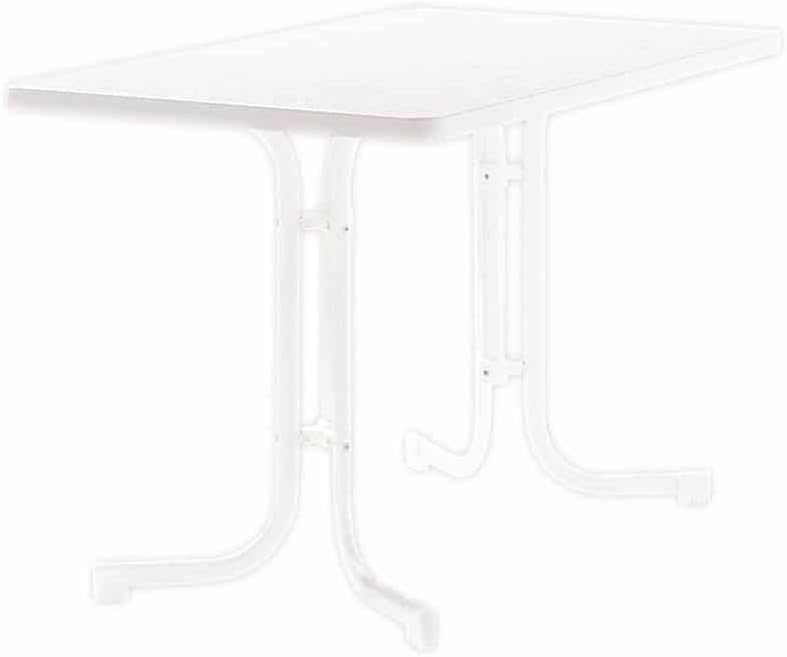 SIEGER 133/W Boulevard Folding Table with Mecalit Pro Top 115 × 70 cm Tubular Steel Frame White Marble Table Top White