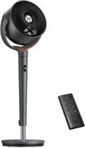 DREO Standventilator sehr leise, 20 dB Silent Ventilator mit DC-Motor, 94-107 cm höhenverstellbar, Grau, Ventilator groß mit Fernbedienung, 4 Modi
