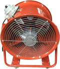 Bdneygtyr Bauventilator Gebläse, Stahlbauweise mit 4 Rädern und Schutzkorb, EX-Explosionsgeschützter Axiallüfter 1100W 450 mm, 73 dB, Orange/Silber