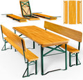 Casaria Tisch Bierzeltgarnitur mit Lehne 170 cm Klappbar Stabil 2X , Holz Bier, Holz/Grün, Stahl