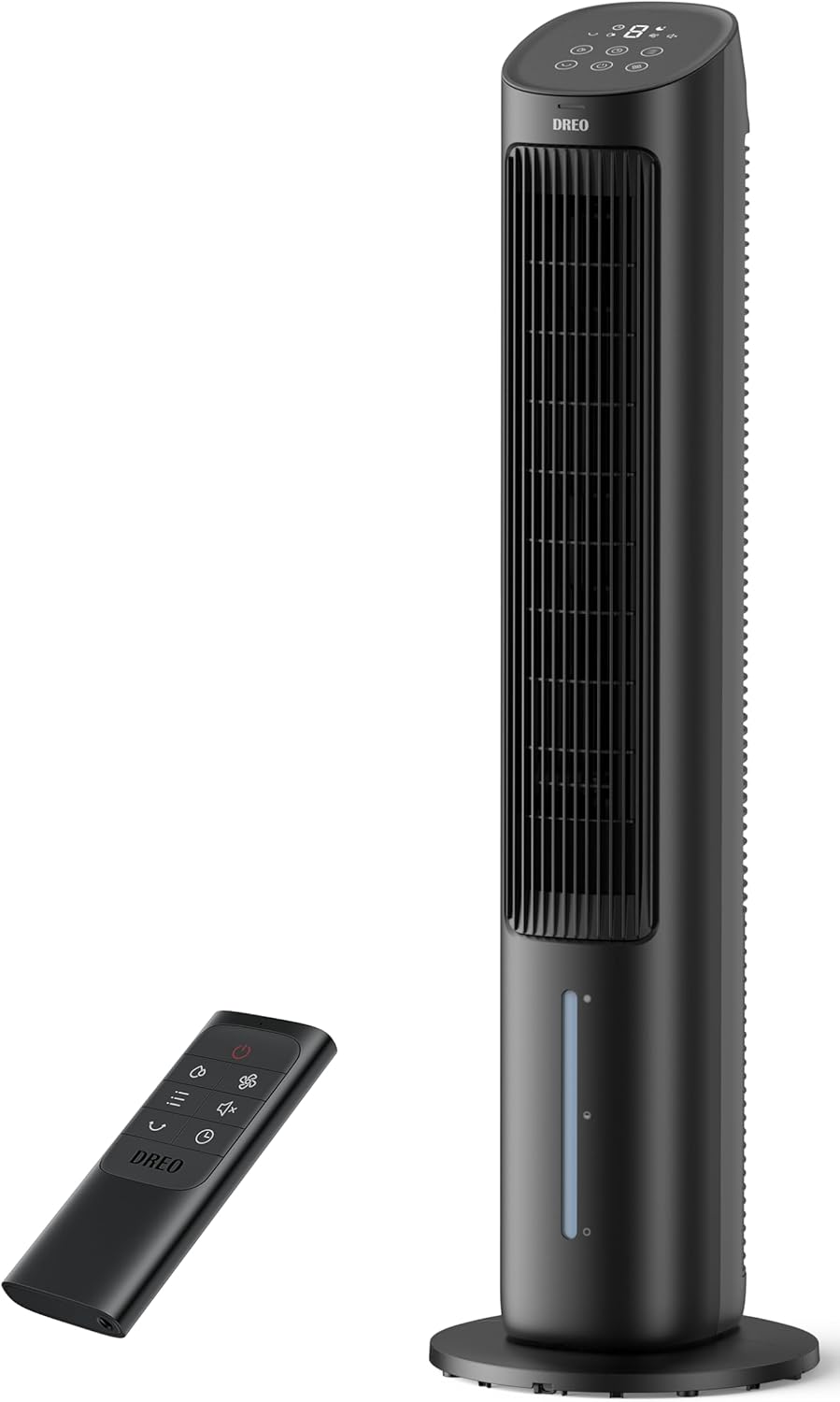 DREO Luftkühler mit Wasserkühlung, Leiser Turmventilator 102 cm, Schwarz, Verdunstungskühler mit 80° Oszillation, 3 Modi, 4 Geschwindigkeiten