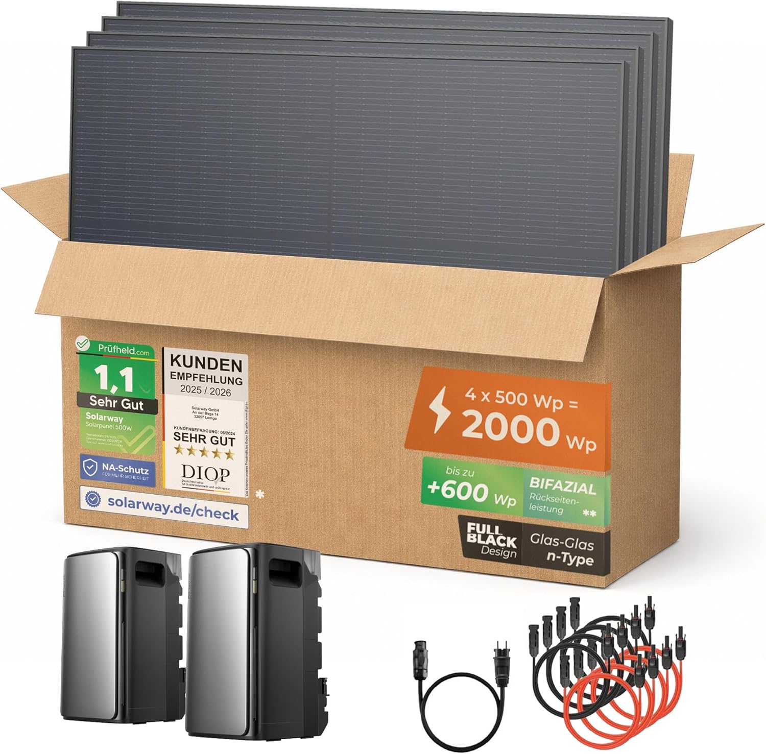 Solarway 2000Wp / 800 W Balkonkraftwerk mit 3,8 kWh Speicher komplett Steckdose, 3,8 kWh EcoFlow STREAM Ultra + AC Pro, Solaranlage Komplettset