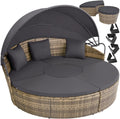 Tectake Lounge Muschel Sonneninsel Outdoor wetterfest, Gartenmuschel, Sonnenliege 2 Personen und mehr, Multifunktionales Terrasse oder Balkon Möbel
