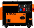 T-Mech Leiser Dieselgenerator Stromgenerator, 4 tragbare Räder, 6, 5 kVA, 6500 W, 13 PS, 230 V, 400 V, 20 l, 6.500 W, Elektrostart, Notfallstrom