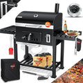 KESSER Holzkohlegrill XXL Grillwagen Set mit Deckel & Thermometer, Warmhalterost & Ablage inkl. Haube, Großer BBQ Kohlegrill Wagen, Mit Grillrost