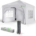 VOUNOT Pavillon 3 × 3 m mit 4 Seitenteilen & 4 Sandsäcke, Inkl. Tasche, Wasserdicht, Faltbar Gartenzelt Partyzelt, Pop Up Faltpavillon, Weiß