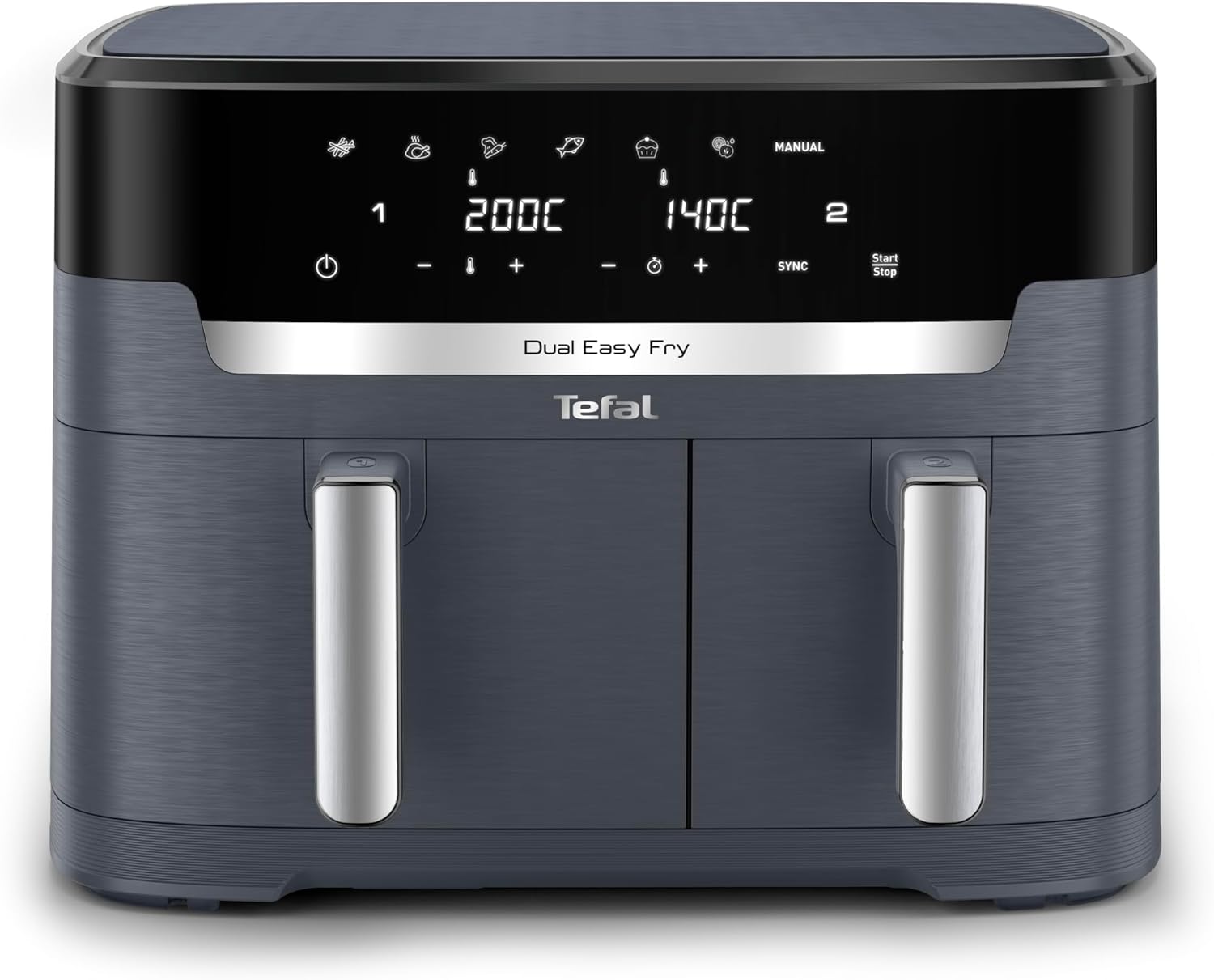 Tefal Dual Easy Fry XXL Heißluftfritteuse 11 l, 2700 W, Energiesparend EY942B, Airfryer mit 2 Kammern, 7 Programme, Digitales Display