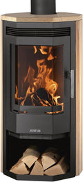 Justus Usedom 5 Kaminofen Stahl Schwarz mit Sandsteinverkleidung 5, 5, 5 kW, 150 mm, Schwarz/Sandstein