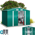 GARDEBRUK XXL Metall Gerätehaus 5m2 mit Fundament 260 × 205 × 180 cm Schiebetür Grün Geräteschuppen Gartenhaus 9m3