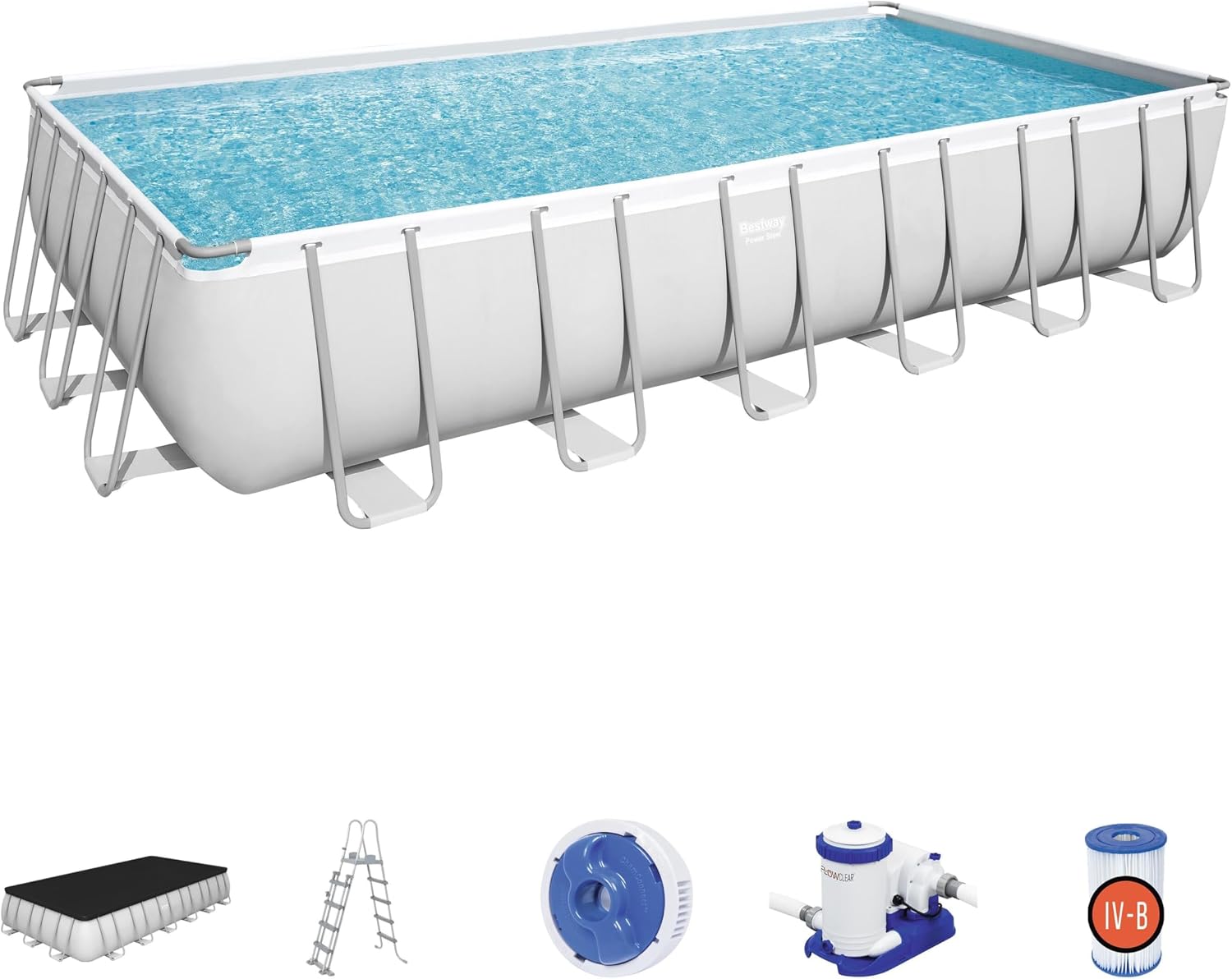 Bestway Power Steel 56474-3 Set oberirdischer Pool, 732 × 366 × 132 cm, Rechteckig